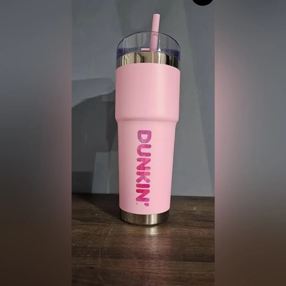 Dunkin' Pink Insulated Tumbler with Straw - Picture 1 of 1